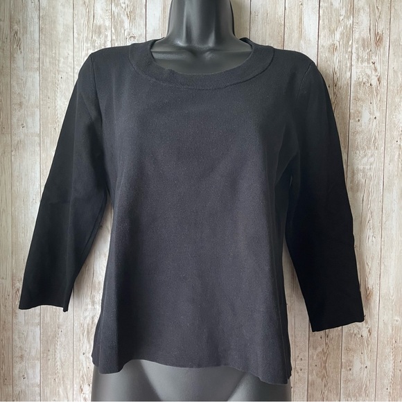 Prominence Sweaters - Prominence Silk Blend Basic Cropped Sleeve Sweater Black Size M